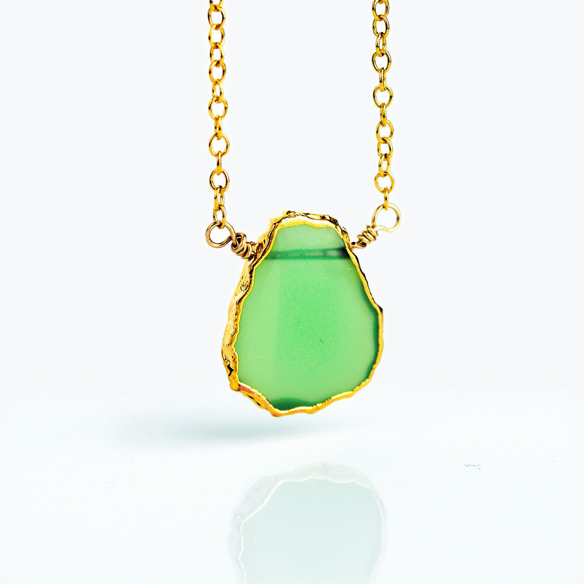 Natural Chrysoprase Slice Necklace with Organic Profile – Danique
