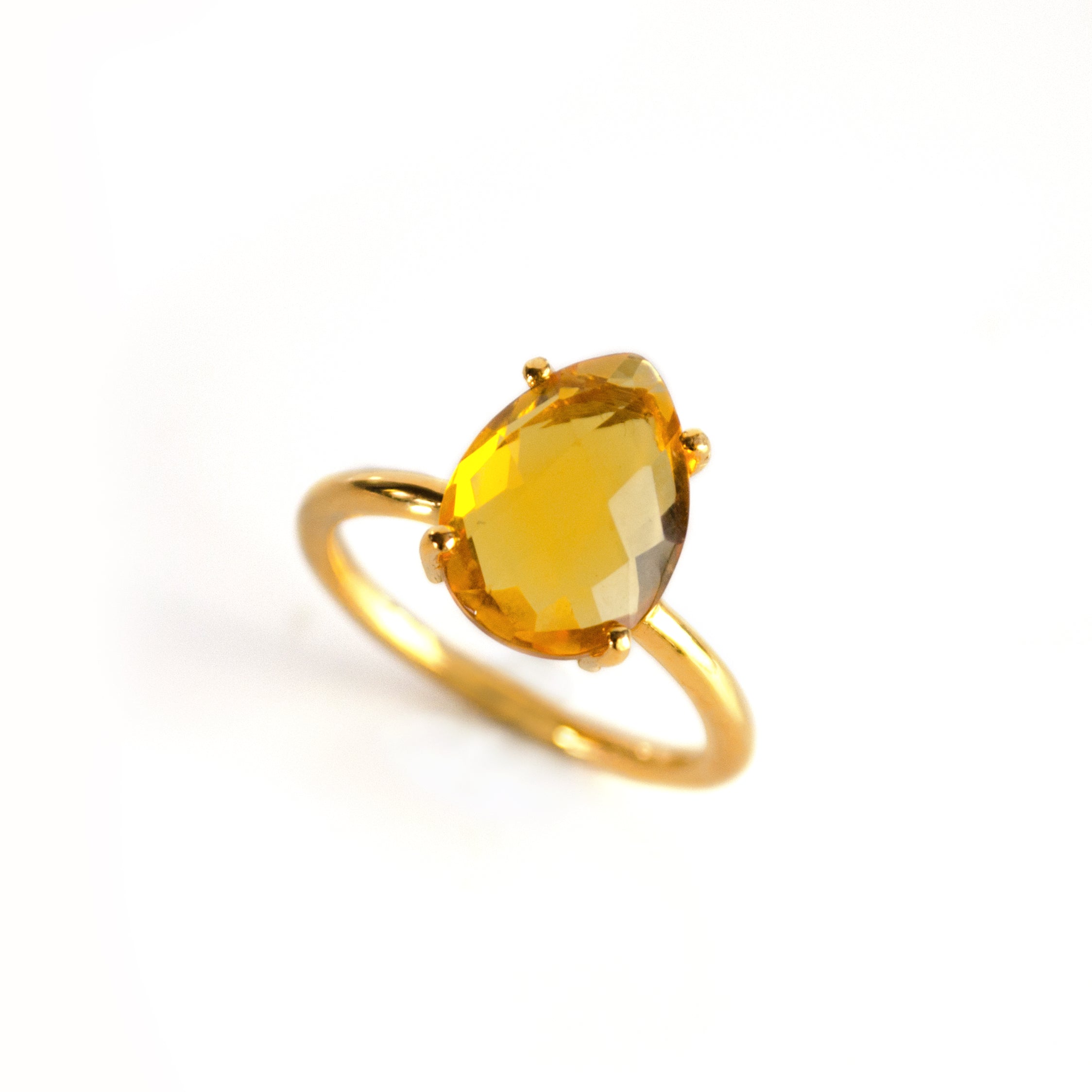 Citrine Teardrop Prong Set Ring โข November Birthstone โ Danique