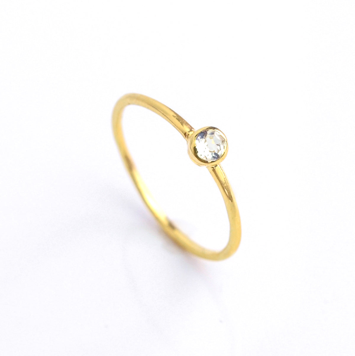 Dainty Stackable Clear Quartz Ring April Birthstone