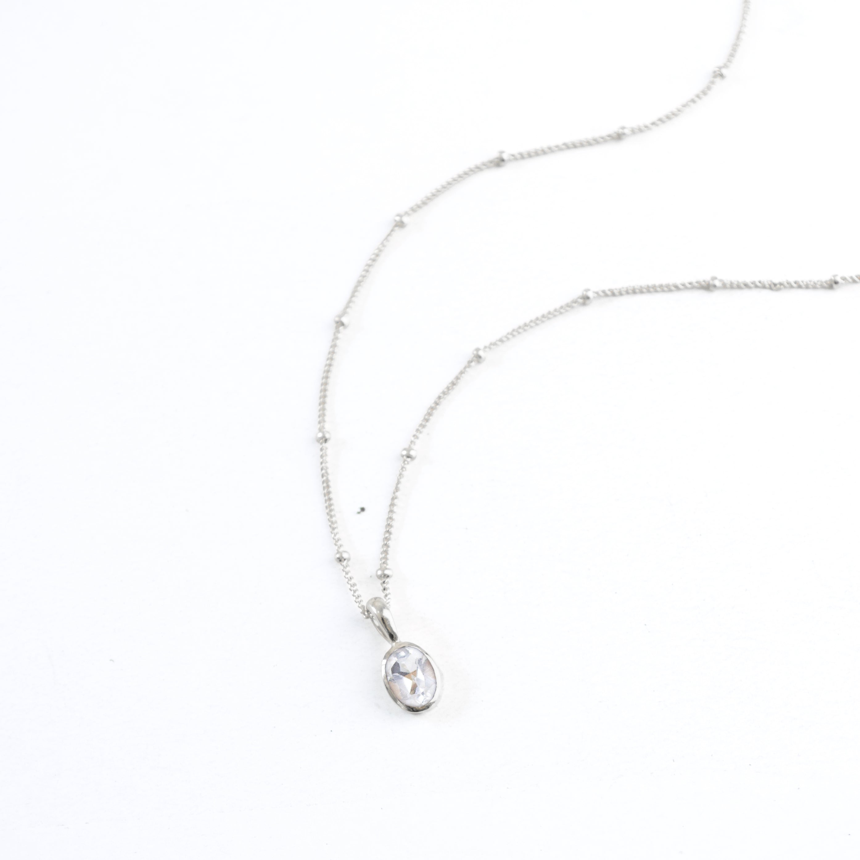 Oval Cut Birthstone Bezel Pendant Necklace