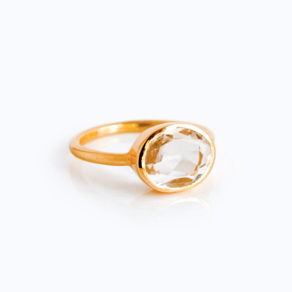 Rose gold plated over sterling silver clear quartz birthstone ring april birthstone gemstone ring april gemstone birthstone jewelry