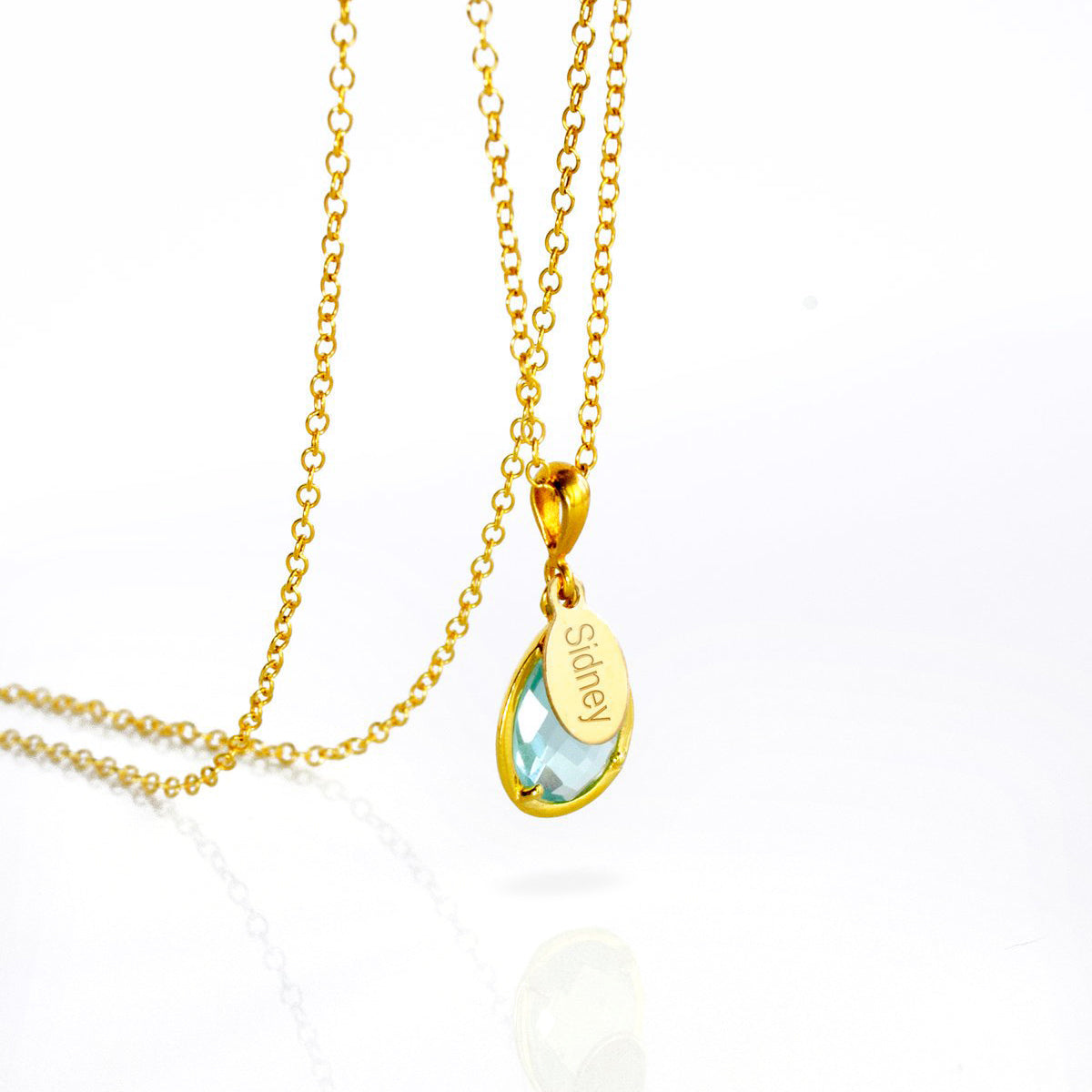 December Birthstone Name Necklace Blue Quartz Danique Jewelry