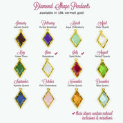 Diamond Shaped Birthstone and Name Necklace : February Purple Amethyst