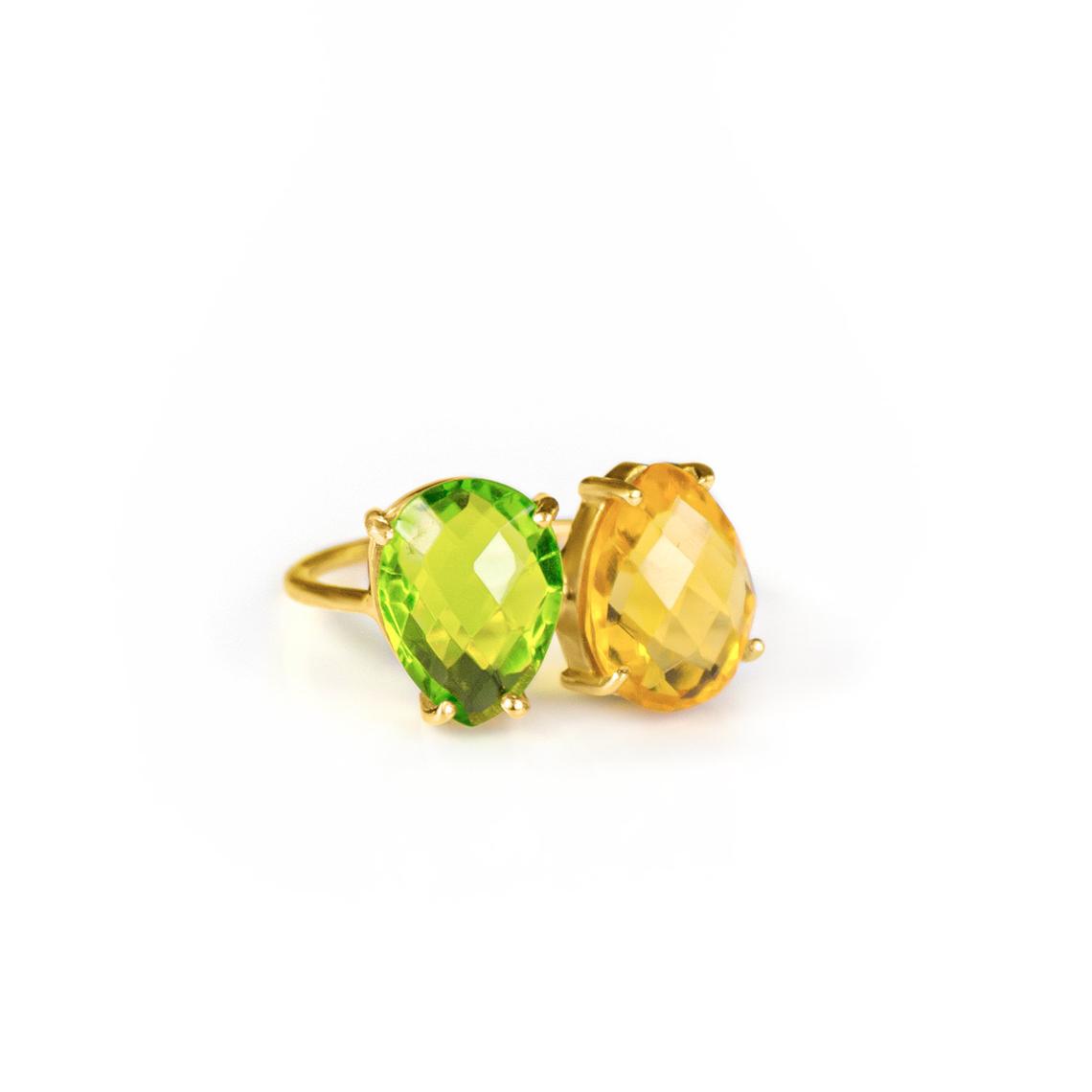 Dual Birthstone Teardrop Prong Set Ring – Danique Jewelry
