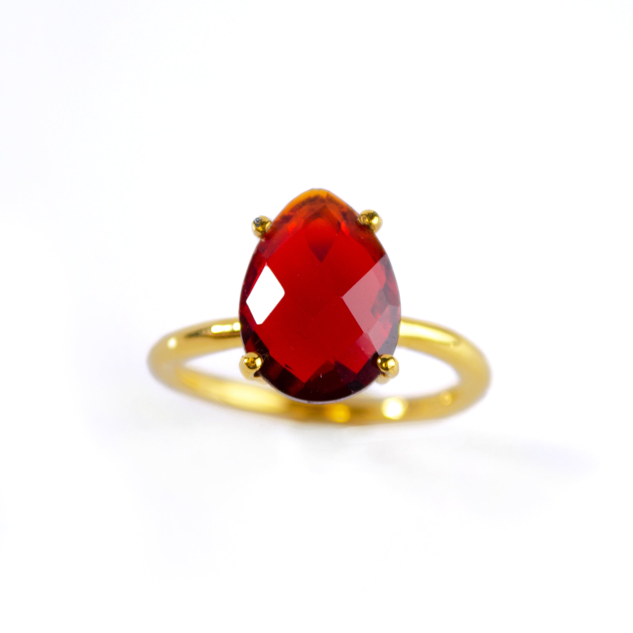 Garnet Teardrop Prong Set Ring • January Birthstone – Danique Jewelry
