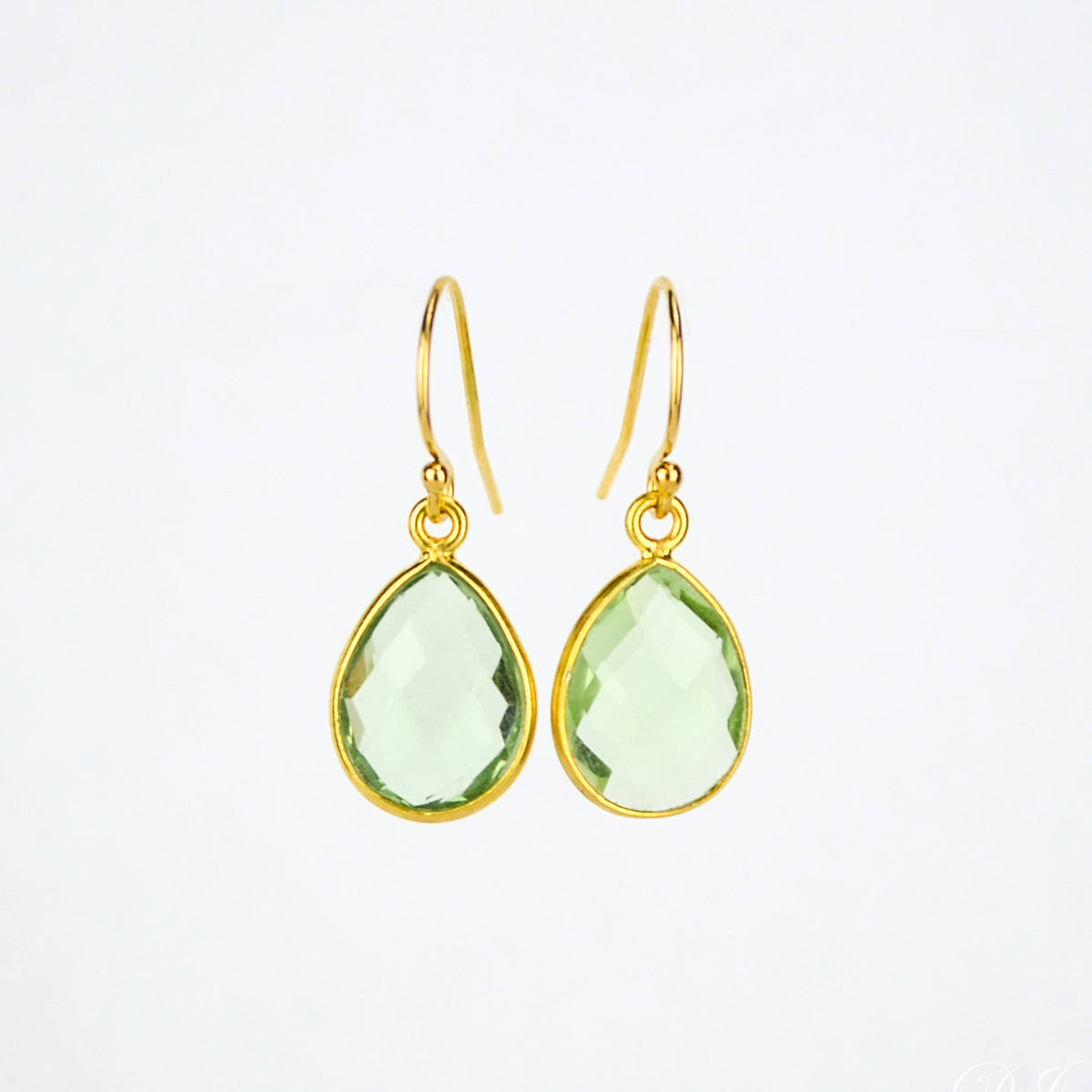Green Amethyst Small Teardrop Dangle Earrings February