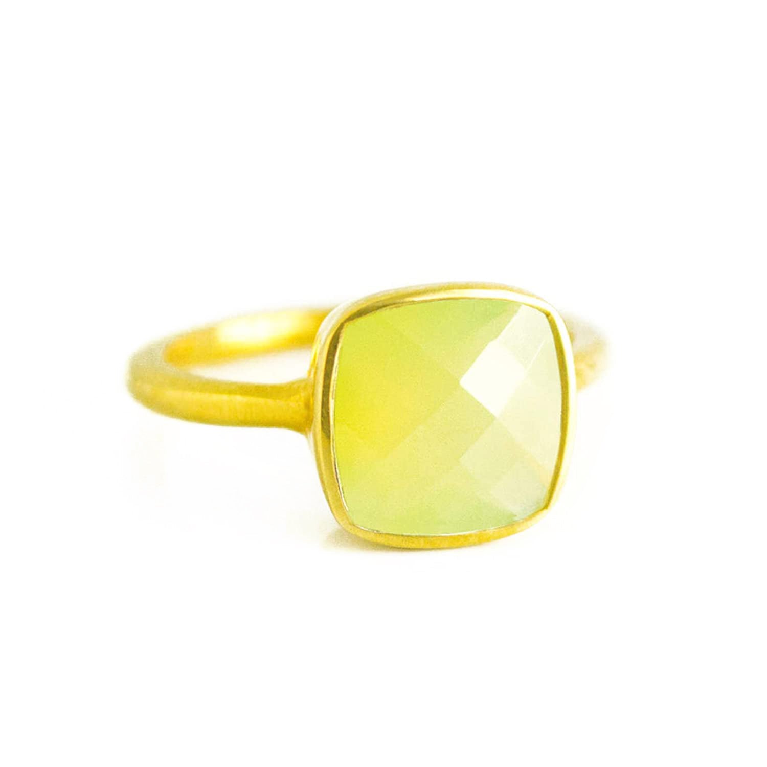 Sterling Silver Green Chalcedony Bar Ring Sterling Silver Green Chalcedony Bar Ring