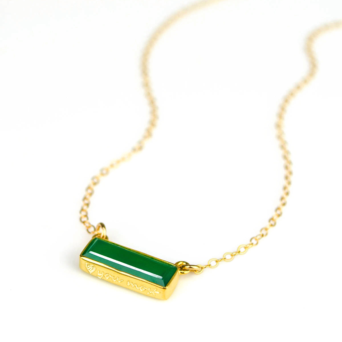Green Onyx Bar Necklace : May Birthstone : Adira Series – Danique