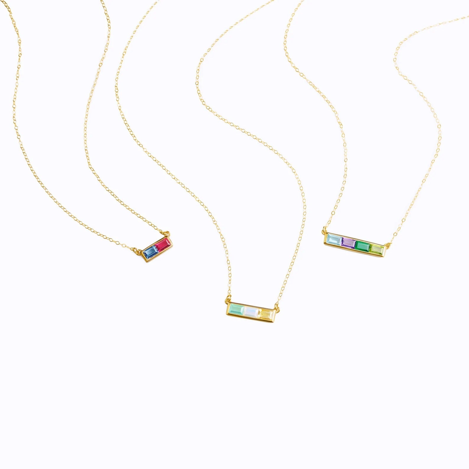 Custom Multi-Birthstone Horizontal Bar Necklace – Danique Jewelry