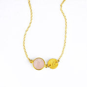 Personalized October Birthstone & Initial Charm Necklace, 925 Sterling Silver, 18k Vermeil Gold, Custom Pink Chalcedony Station Necklace, Minimalist Pink Gemstone, Christmas Gift for Her, for Women