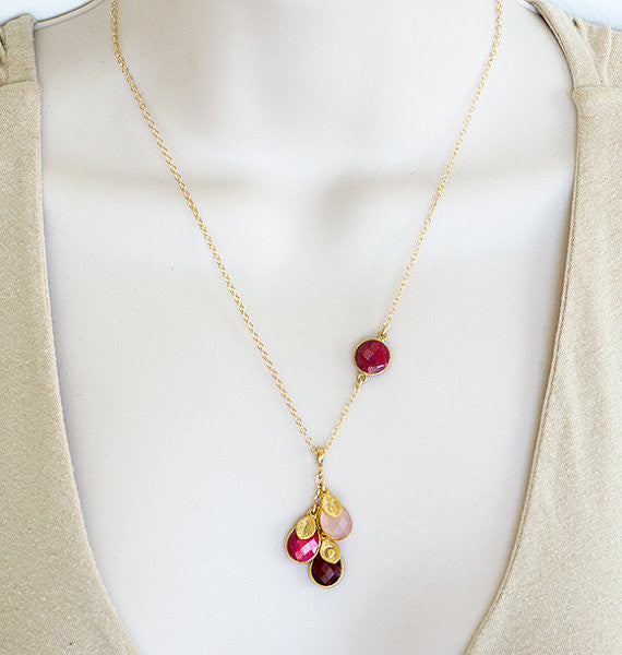 Personalized Mother's Necklace - Custom Birthstone Jewelry - Mom and her kids