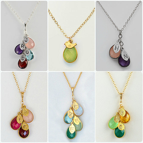 Personalized Mother's Necklace - Custom Birthstone Jewelry - Mom and her kids