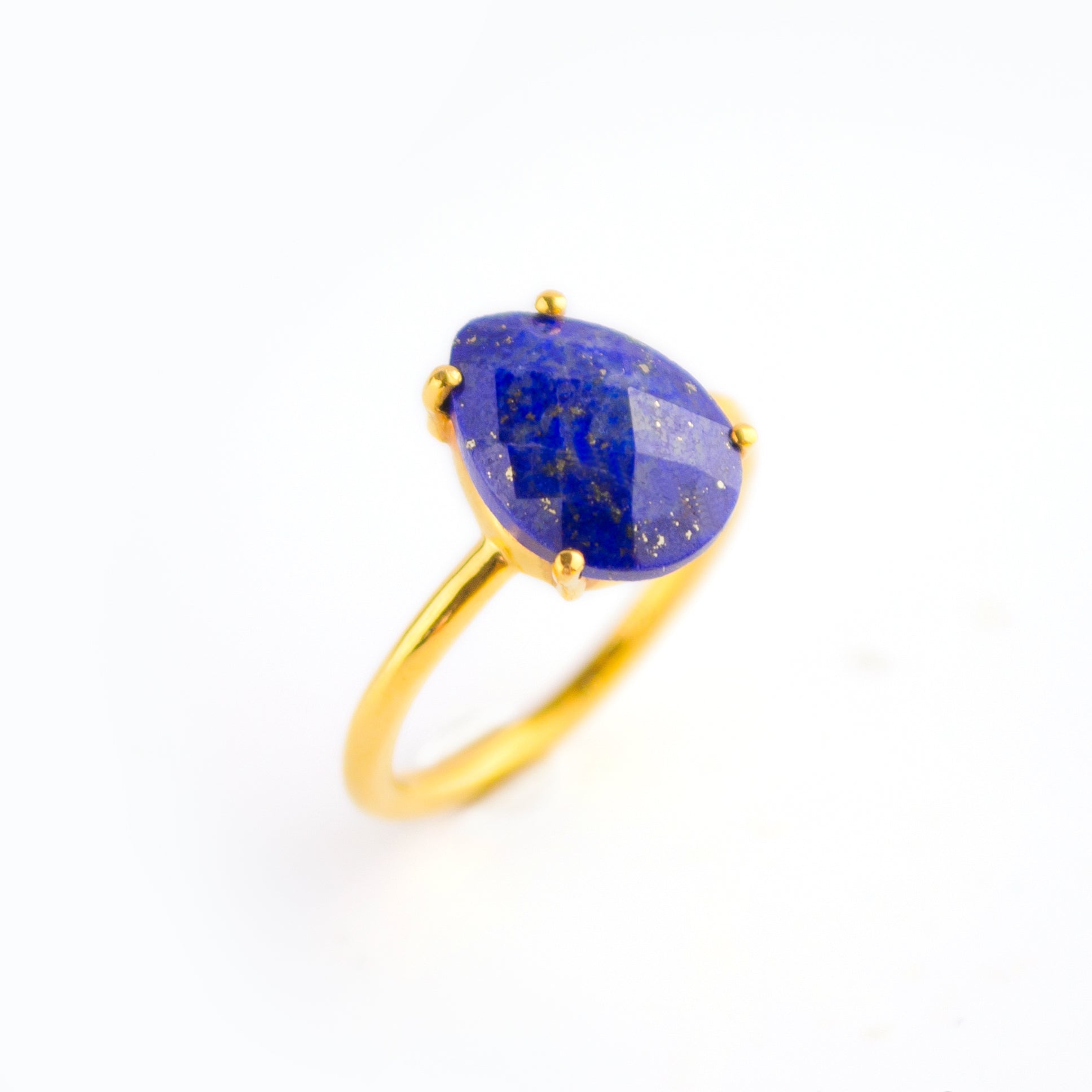 Lapis Lazuli Teardrop Prong Set Ring September Birthstone