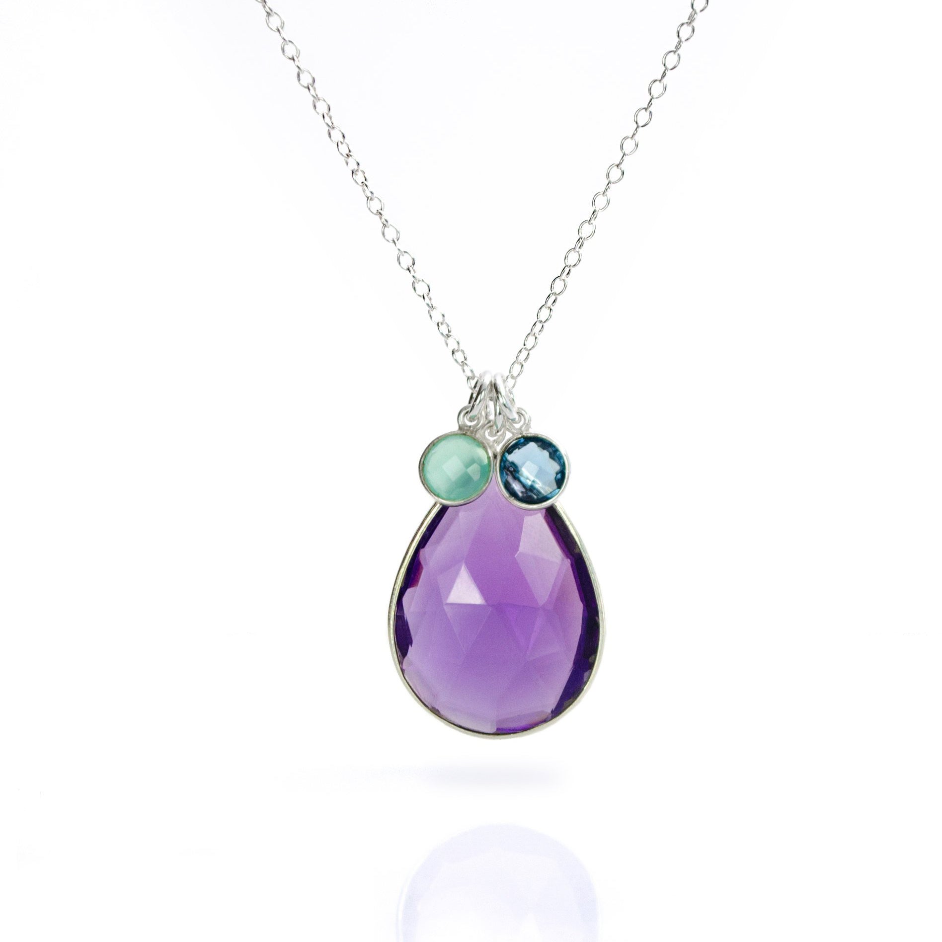 Custom Mother s Teardrop Birthstone Necklace with Tiny Round Kid s Bir Danique Jewelry