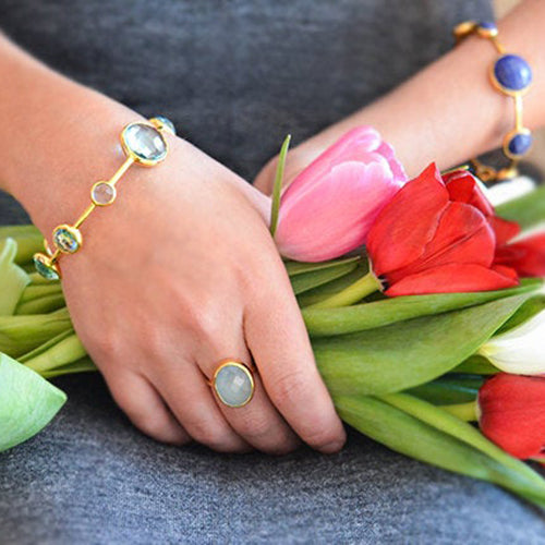 Aqua Chalcedony Large Oval Ring - March Birthstone