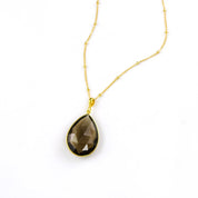 Large Natural Teardrop Necklace, Vermeil Gold or Sterling Silver bezel set necklace - Large Gemstone necklace