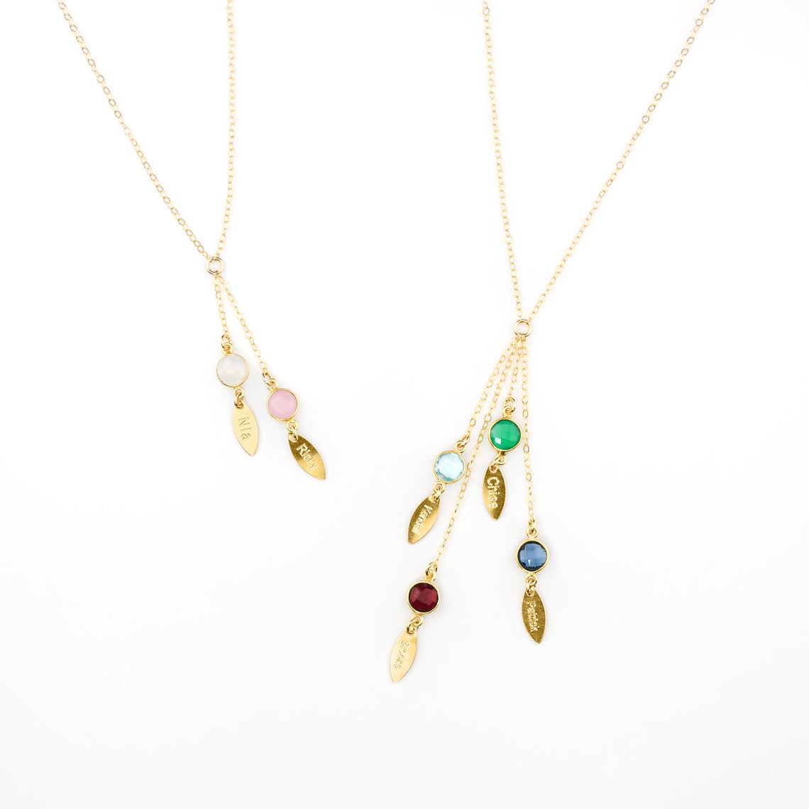 Personalized Birthstone & Name Lariat Necklace for Mom