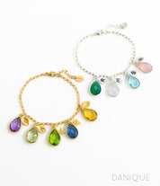 Mother's Charm Bracelet with Teardrop Birthstones and Initials