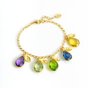 Mother's Charm Bracelet with Teardrop Birthstones and Initials