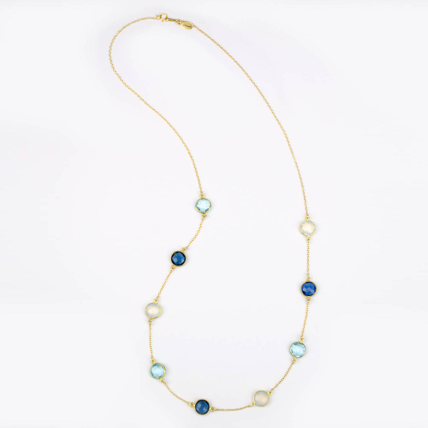 Blue topaz station necklace on sale