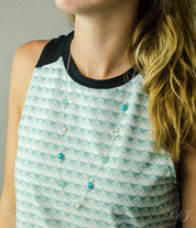 Long Kyanite, Opalite, Blue Topaz bezel station necklace