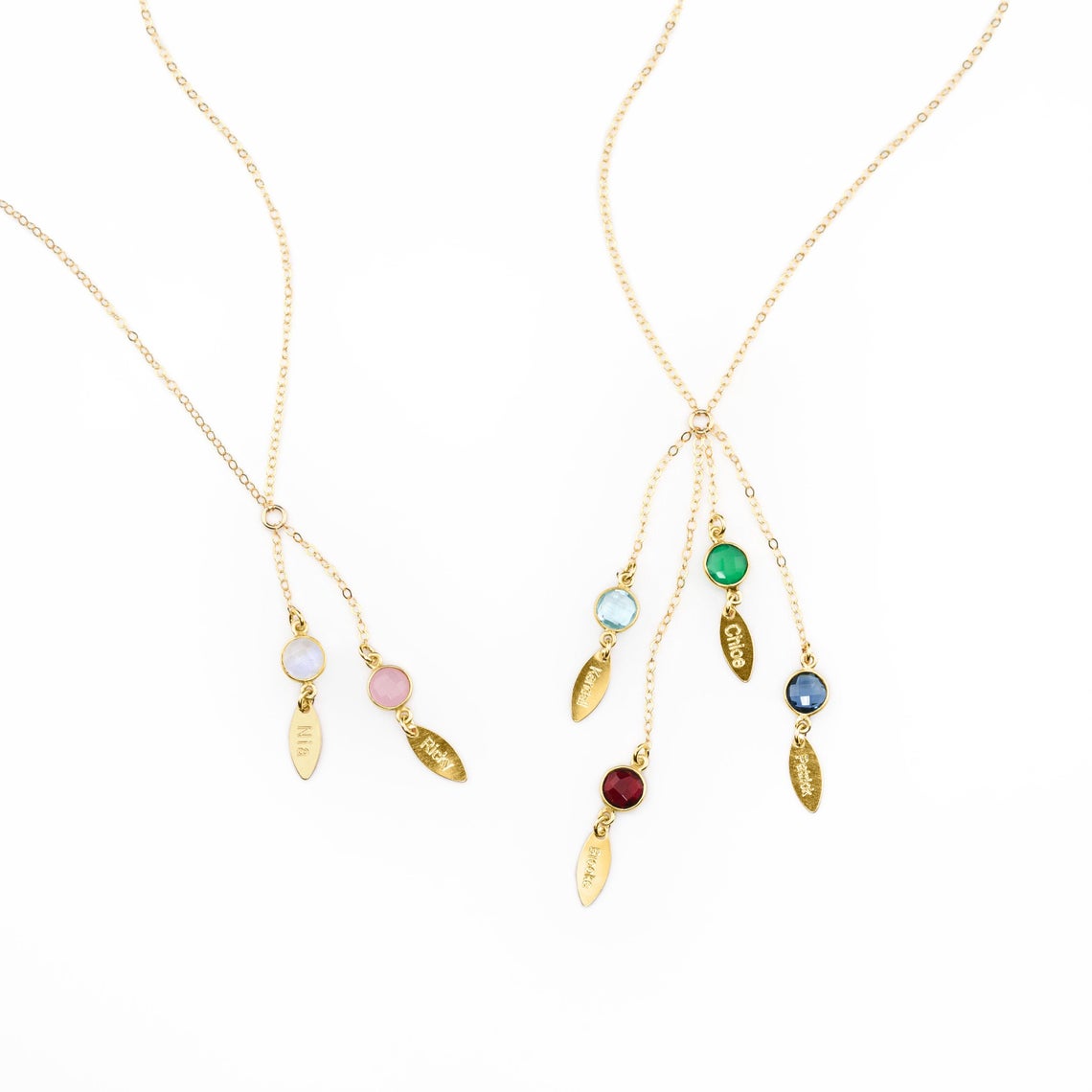 Personalized Birthstone & Name Lariat Necklace for Mom