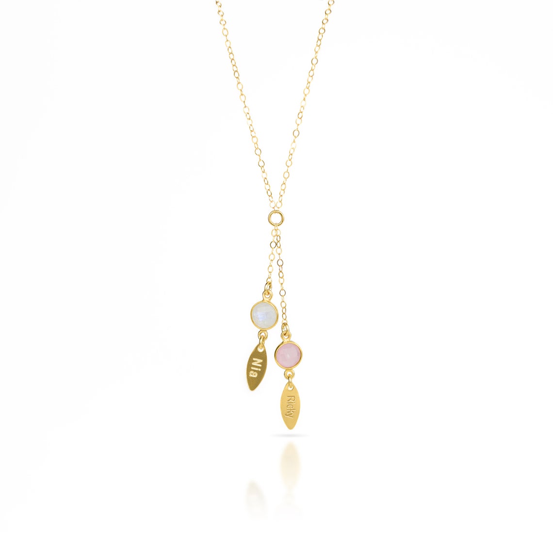 Personalized Birthstone & Name Lariat Necklace for Mom