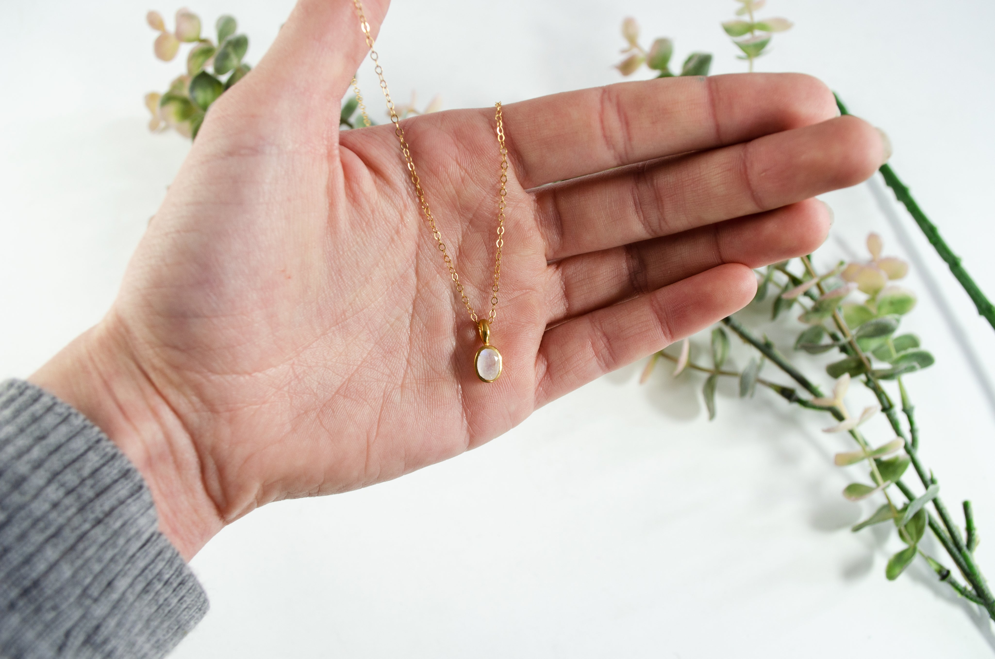 Oval Cut Birthstone Bezel Pendant Necklace