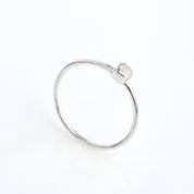Single sterling silver dainty 3mm Moonstone gemstone ring. June  birthstone. On white background. 925 sterling silver, birthstone ring, stacking ring, stackable, birthstone jewelry, facet gemstone