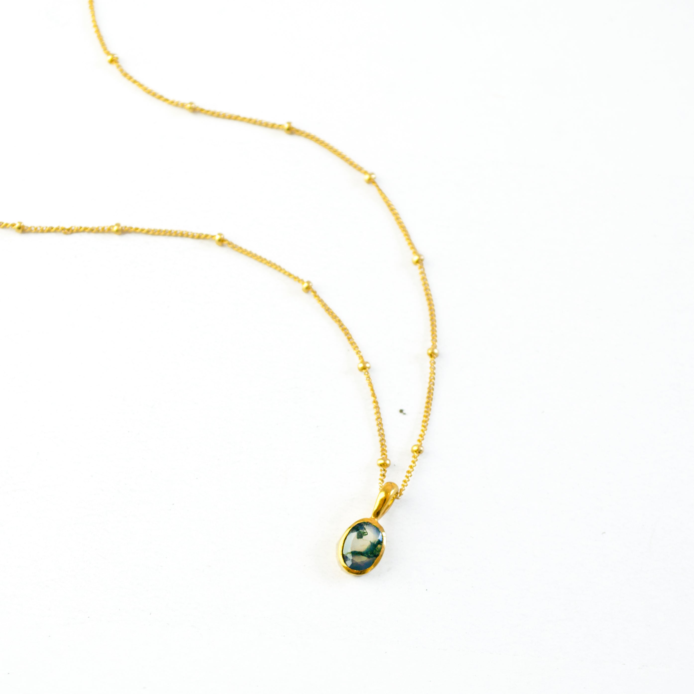 Oval Cut Birthstone Bezel Pendant Necklace
