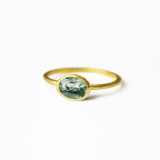 a gold moss agate ring shown on white background. stackable! Stacking rings, bezel set, small oval, tiny oval, dainty oval, birthstone rings, sterling silver stamp, birthstone ring, birthstone jewelry
