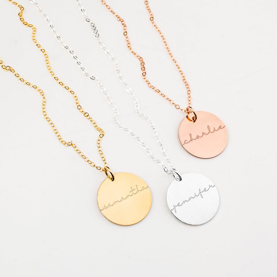 Custom Name Disc necklace, Monogram Necklace Gift for Her [19mm