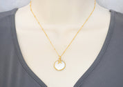 Personalized Coin Pearl bezel station Necklace : June Birthstone