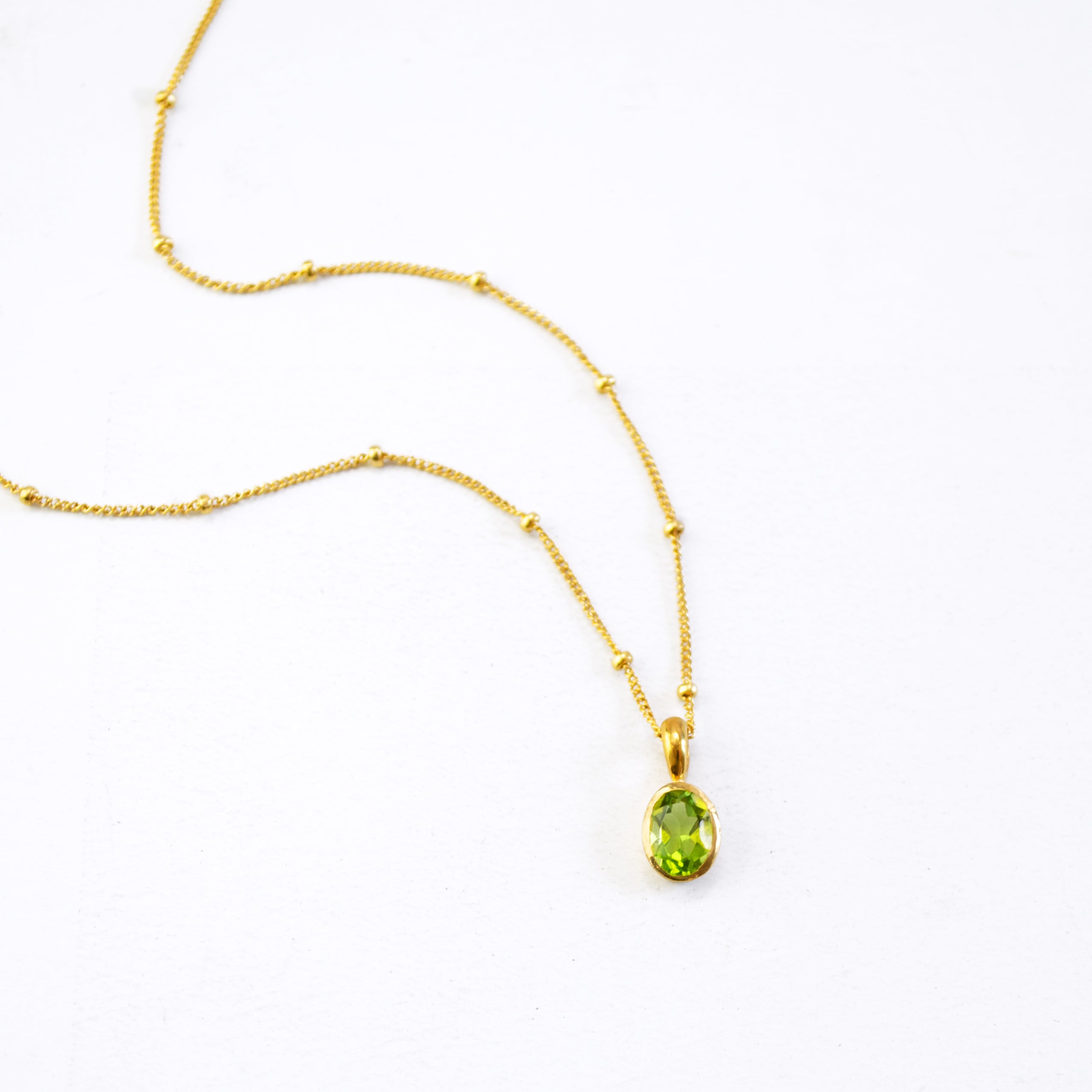 Oval Cut Birthstone Bezel Pendant Necklace