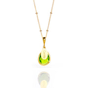 August Birthstone & Name Necklace : Peridot, 925 Sterling Silver, 14k Gold Filled, Prong Set Teardrop Necklace with Engraved Name Tag, Christmas Gift