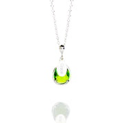 August Birthstone & Name Necklace : Peridot, 925 Sterling Silver, 14k Gold Filled, Prong Set Teardrop Necklace with Engraved Name Tag, Christmas Gift