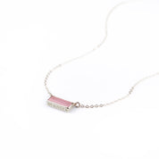 Single sterling silver cable chain october birthstone pink chalcedony gemstone birthstone with secret message engraved on bottom