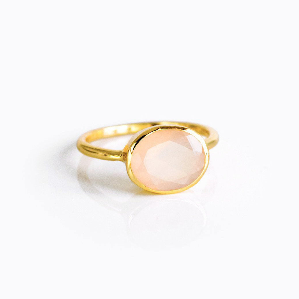 Oval Pink Chalcedony Ring : October Birthstone – Danique Jewelry