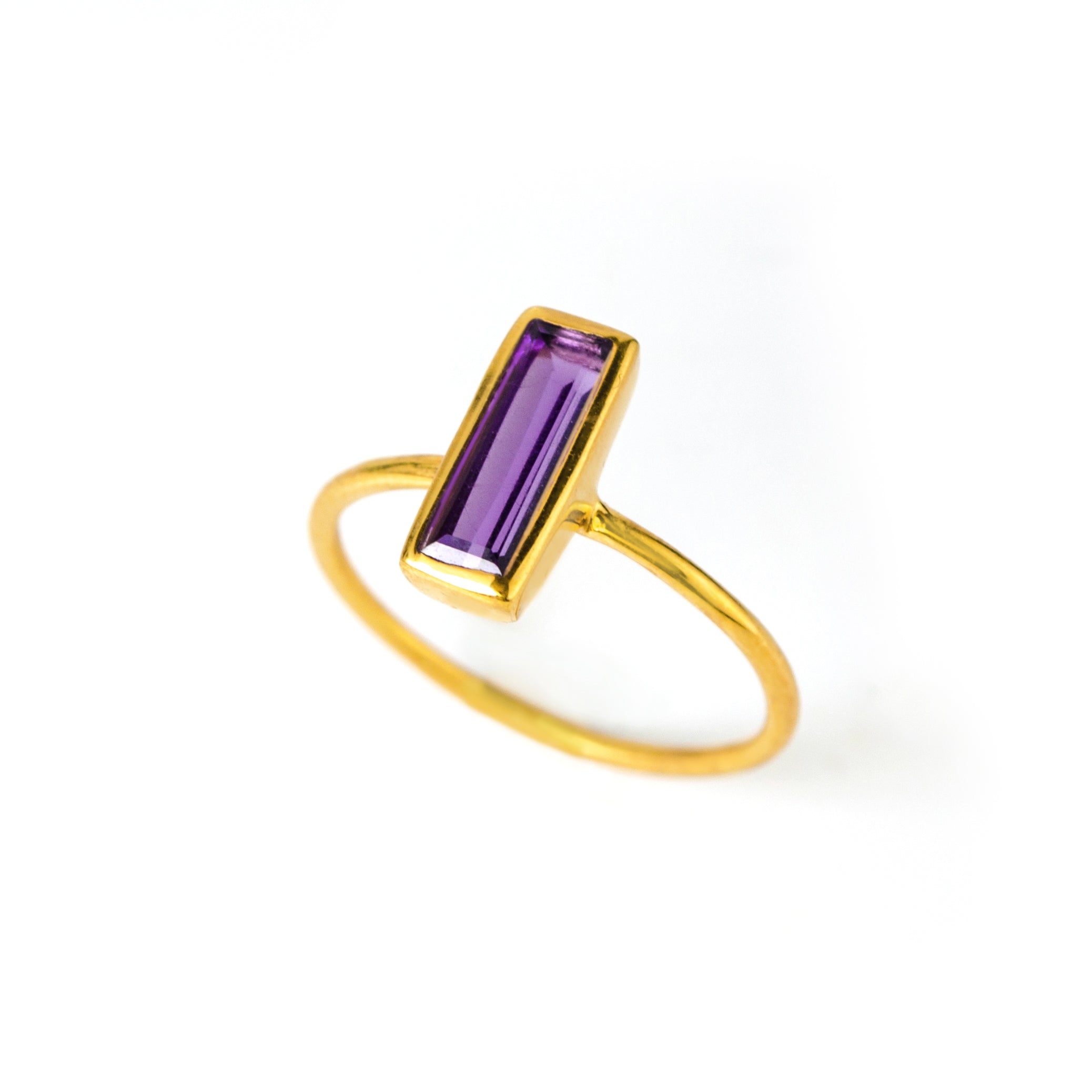 Tiny Purple Amethyst Bar Ring February Birthstone – Danique Jewelry