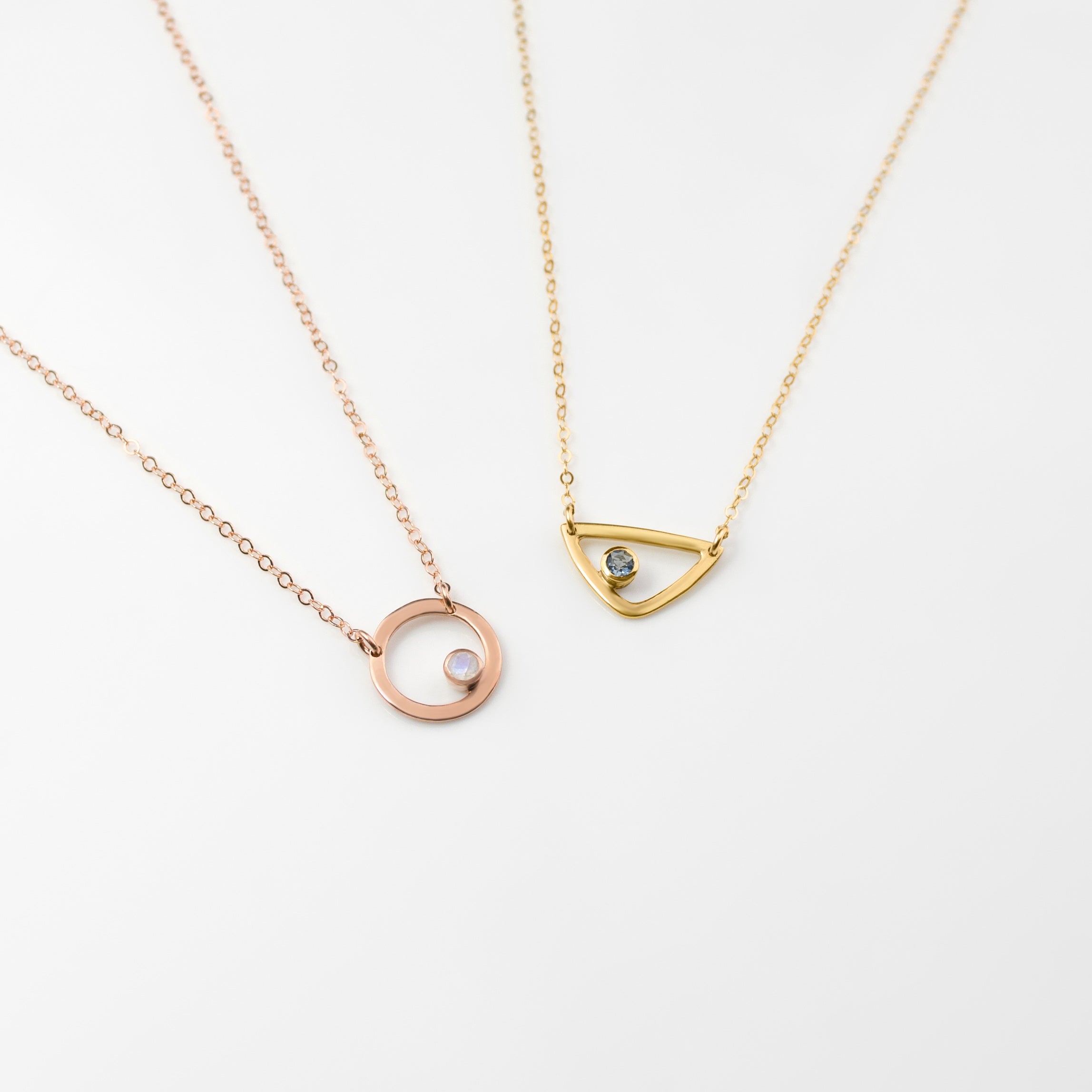 Personalized Birthstone Minimalist Triangle Pendant Necklace