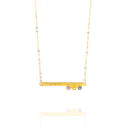 Gold plated skinny bar with initials engraved with the purple amethyst, citrine and iolite birthstones.