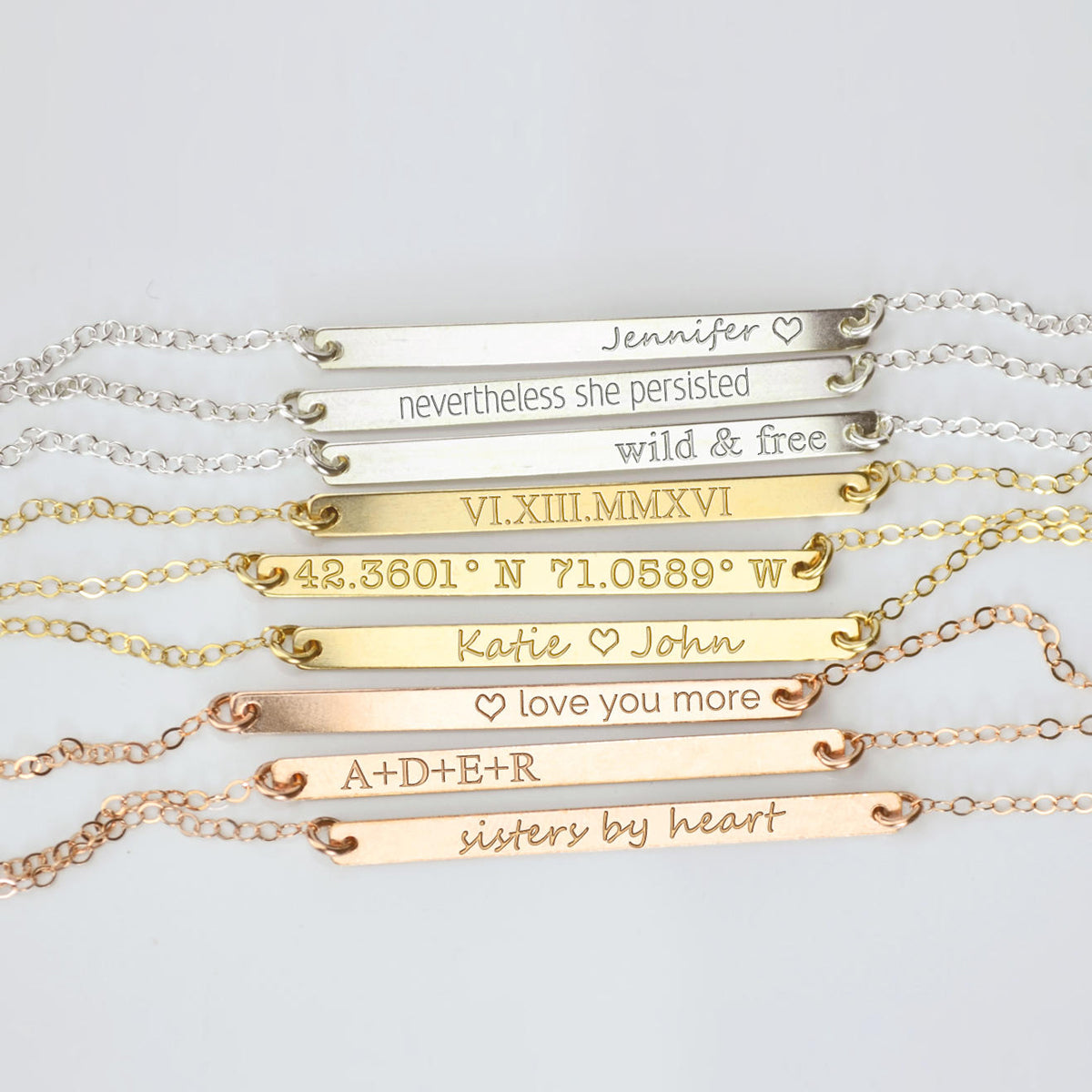 Skinny Bar Necklace, Personalized with Name, Date, or Coordinates