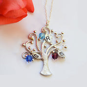 Personalized Custom birthstone charms Family Tree Necklace