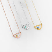 Personalized Birthstone Minimalist Triangle Pendant Necklace