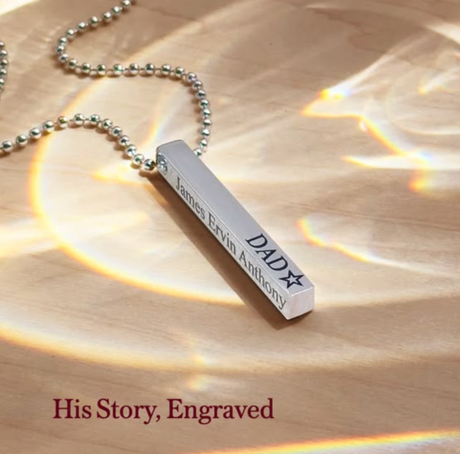 personalized dad necklace engraved bar necklace for father custom name jewelry fathers day gift new dad gift mens engraved pendant meaningful gift for dad custom jewelry keepsake gift for him