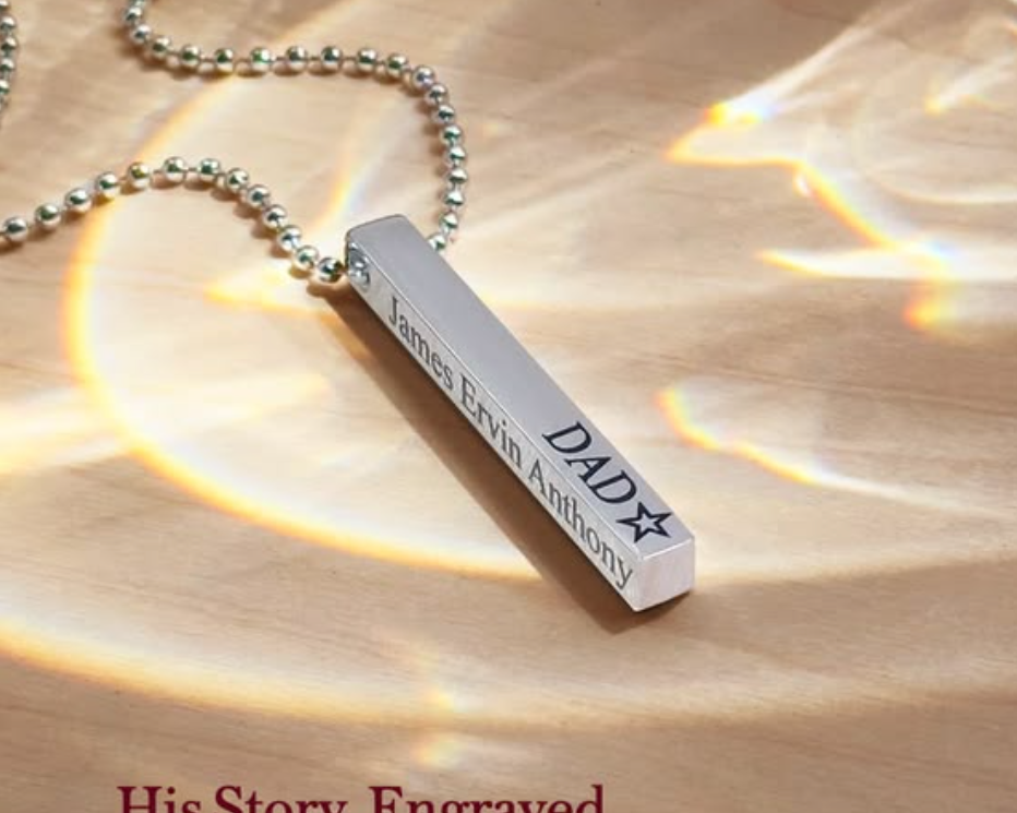 personalized dad necklace engraved bar necklace for father custom name jewelry fathers day gift new dad gift mens engraved pendant meaningful gift for dad custom jewelry keepsake gift for him