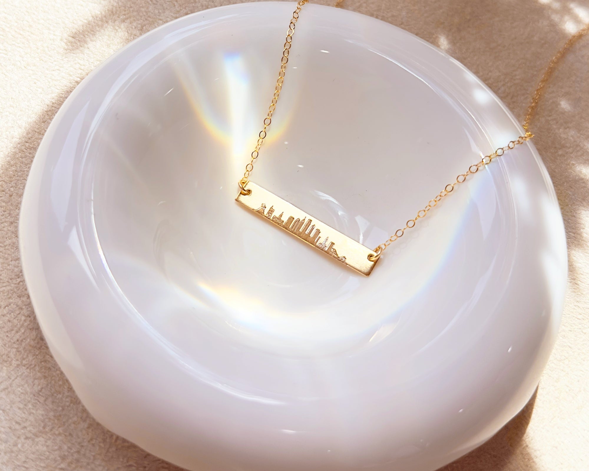 skyline necklace, engraved skyline jewelry, custom city necklace, personalized skyline bar necklace, city skyline jewelry, hometown skyline necklace, gold city bar necklace, skyline bar pendant, skyline jewelry for her, skyline silhouette necklace