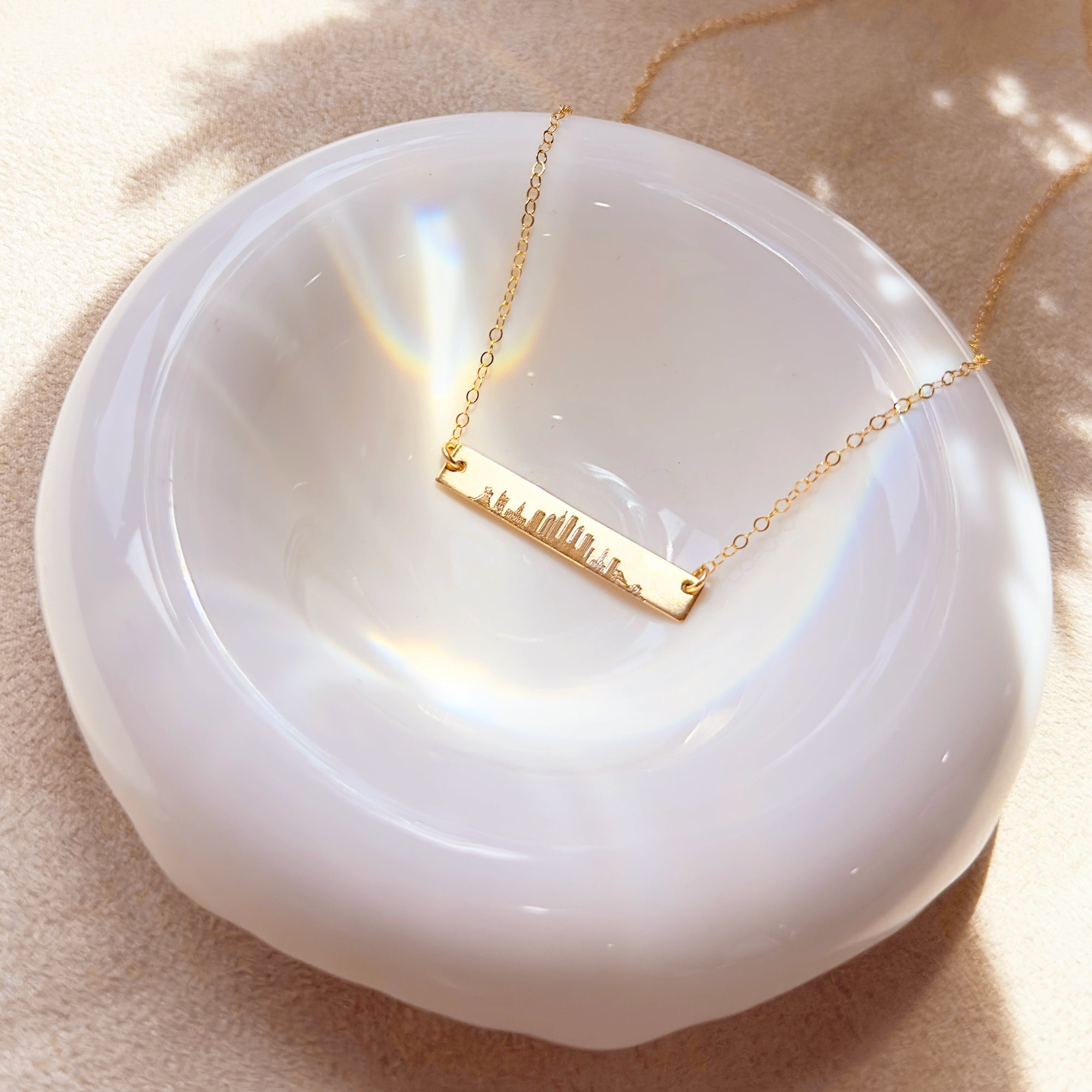 skyline necklace, engraved skyline jewelry, custom city necklace, personalized skyline bar necklace, city skyline jewelry, hometown skyline necklace, gold city bar necklace, skyline bar pendant, skyline jewelry for her, skyline silhouette necklace