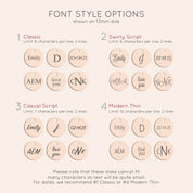 Font style options for the 13mm disc include classic, swirly, casual, and modern thin. Personalized initial disc gold, rose gold , or sterling silver necklace, custom necklace for graduation, letter pendant necklace, dainty initial necklace, gift for mom, custom name necklace, engraved graduation gift, layered charm necklace, unique initial pendant, gold filled necklaces with initials, letter necklaces, initial jewelry for women, dainty trendy initial necklace round disc, pendant necklace engravable