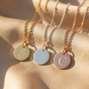 Dainty Initial Disc Necklace, Personalized Initial Necklace for Women, Sterling Silver or Gold Filled Jewelry for Her, Engraved Mother's Day Jewelry